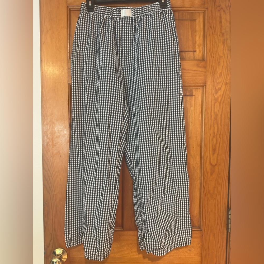 Black and White Fall Checkered Gingham Pull on Pants